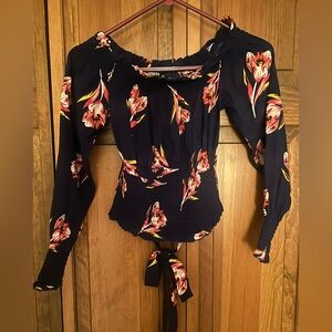 Express Navy Floral off the shoulder top